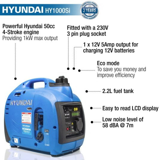 Hyundai HY1000Si Petrol Generator Features