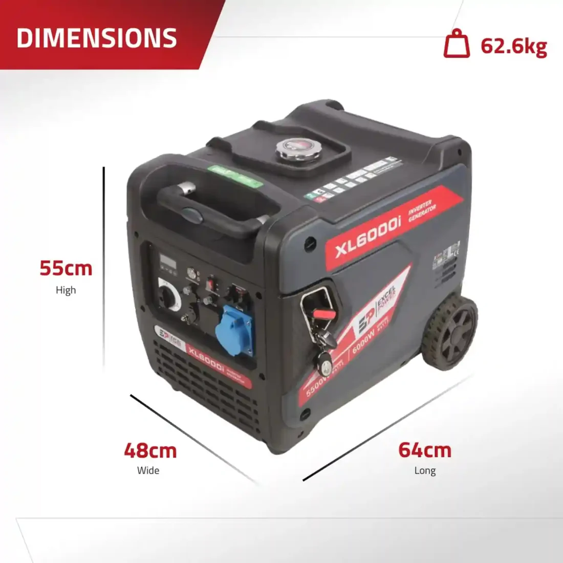 Excel Power XL6000i 6kW Petrol Inverter Generator